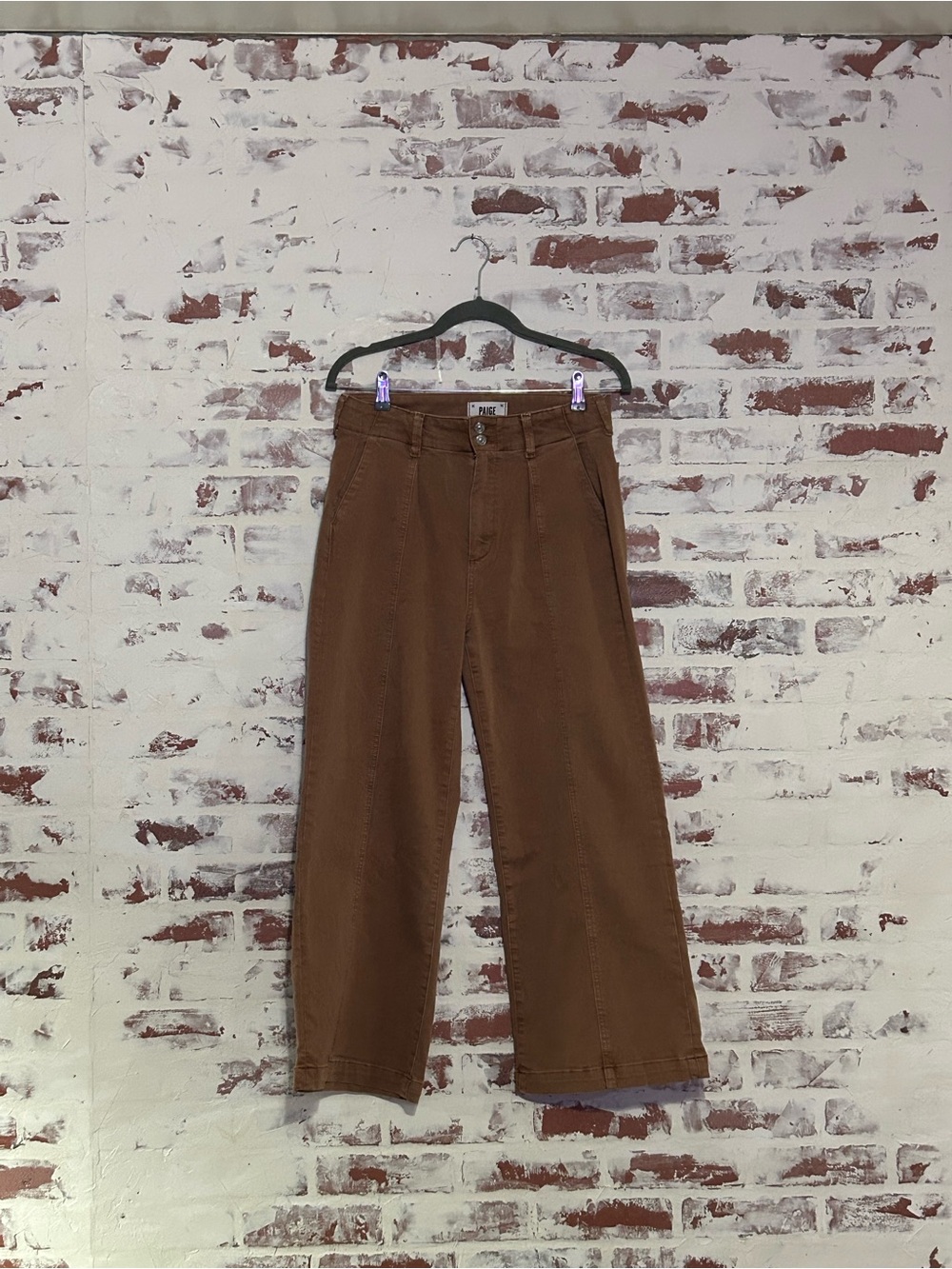 Wide-Leg Light Copper Jeans — Paige